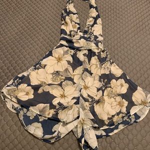 Navy Floral Halter Lined Romper Size S